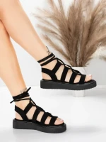 Sandale Dama cu Talpa Joasa 5H79 Negru | Mei » MeiMei.Ro