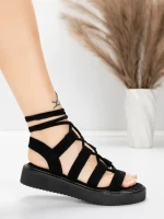 Sandale Dama cu Talpa Joasa 5H79 Negru | Mei » MeiMei.Ro