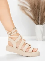 Sandale Dama cu Talpa Joasa 5H79 Bej | Mei » MeiMei.Ro