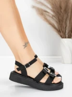 Sandale Dama cu Talpa Joasa 5H80 Negru | Mei » MeiMei.Ro