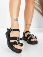 Sandale Dama cu Talpa Joasa 5H80 Negru | Mei » MeiMei.Ro