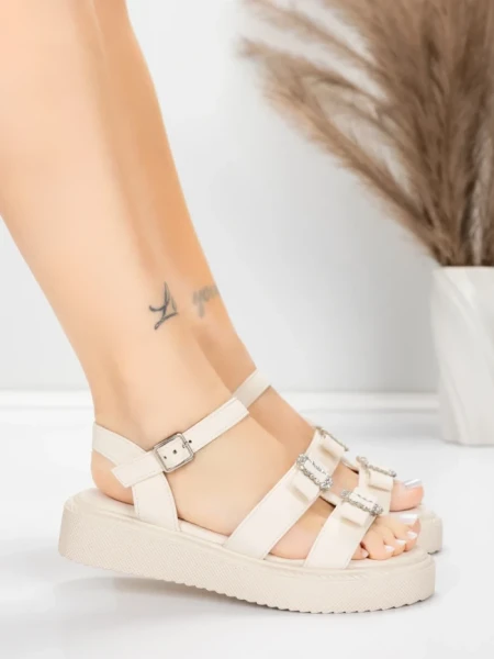 Sandale Dama cu Talpa Joasa 5H80 Bej | Mei » MeiMei.Ro