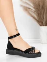 Sandale Dama cu Talpa Joasa 5H81 Negru | Mei » MeiMei.Ro