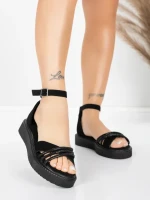 Sandale Dama cu Talpa Joasa 5H81 Negru | Mei » MeiMei.Ro