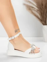 Sandale Dama cu Talpa Joasa 5H81 Alb | Mei » MeiMei.Ro