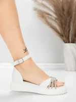 Sandale Dama cu Talpa Joasa 5H81 Alb | Mei » MeiMei.Ro