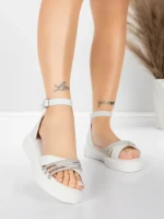 Sandale Dama cu Talpa Joasa 5H81 Alb | Mei » MeiMei.Ro