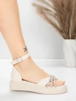 Sandale Dama cu Talpa Joasa 5H81 Bej | Mei » MeiMei.Ro