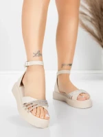 Sandale Dama cu Talpa Joasa 5H81 Bej | Mei » MeiMei.Ro