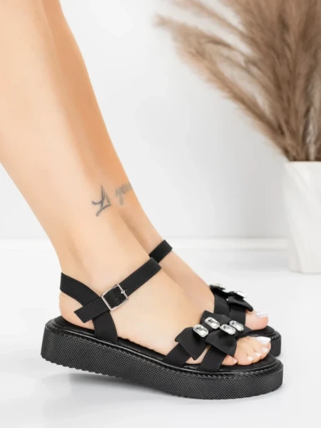 Sandale Dama cu Talpa Joasa 5H82 Negru | Mei » MeiMei.Ro