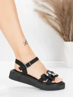 Sandale Dama cu Talpa Joasa 5H82 Negru | Mei » MeiMei.Ro