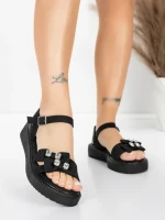 Sandale Dama cu Talpa Joasa 5H82 Negru | Mei » MeiMei.Ro