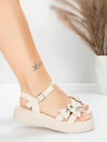 Sandale Dama cu Talpa Joasa 5H82 Bej | Mei » MeiMei.Ro