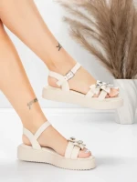 Sandale Dama cu Talpa Joasa 5H82 Bej | Mei » MeiMei.Ro