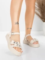 Sandale Dama cu Talpa Joasa 5H82 Bej | Mei » MeiMei.Ro
