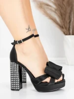 Sandale Dama cu Toc Gros si Platforma 5KV72 Negru | Mei » MeiMei.Ro