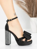 Sandale Dama cu Toc Gros si Platforma 5KV72 Negru | Mei » MeiMei.Ro