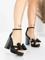 Sandale Dama cu Toc Gros si Platforma 5KV72 Negru | Mei » MeiMei.Ro
