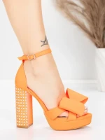 Sandale Dama cu Toc Gros si Platforma 5KV72 Portocaliu ... » MeiMei.Ro