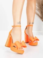 Sandale Dama cu Toc Gros si Platforma 5KV72 Portocaliu ... » MeiMei.Ro