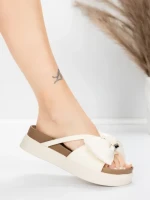 Papuci Dama cu Talpa Joasa TP637-1 Crem | Formazione » MeiMei.Ro