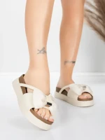 Papuci Dama cu Talpa Joasa TP637-1 Crem | Formazione » MeiMei.Ro