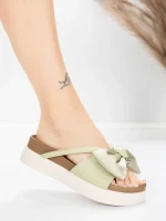 Papuci Dama cu Talpa Joasa TP637-1 Verde | Formazione » MeiMei.Ro