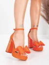 Sandale Dama cu Toc Gros si Platforma 5KV72 Portocaliu | Mei