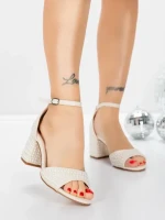 Sandale Dama cu Toc Gros 5XKK108 BEIGE | MEI