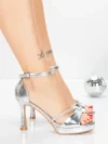 Sandale Dama cu Toc Subtire 5LO10 SILVER | MEI