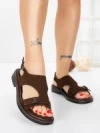 Sandale Dama cu Talpa Joasa 5SY36 BROWN | MEI