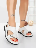 Sandale Dama cu Talpa Joasa 5SY36 WHITE | MEI