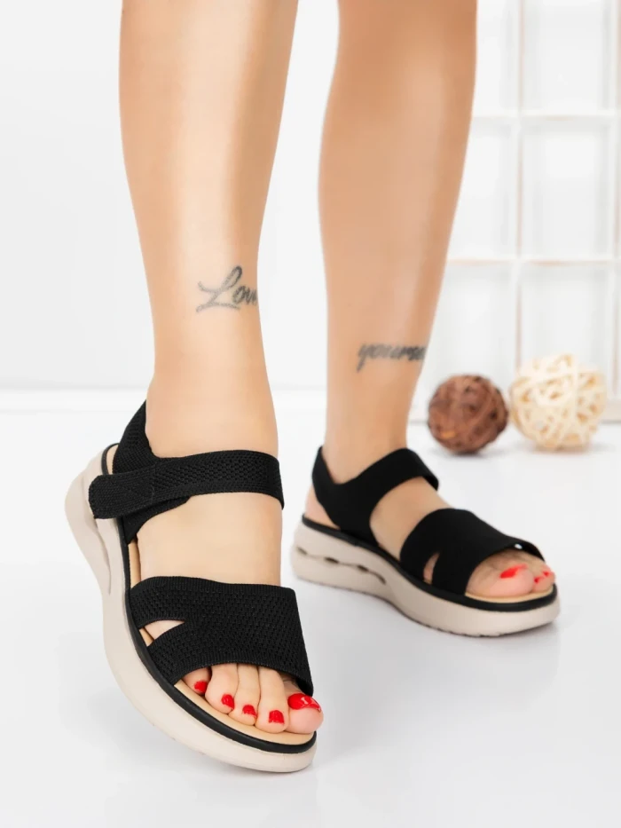 Sandale Dama cu Talpa Joasa 5GS28 BLACK | MEI