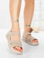 Sandale Dama cu Talpa Joasa 5GS28 BEIGE | MEI
