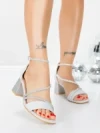 Sandale Dama cu Toc Gros 5JD9 SILVER | MEI