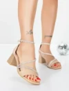 Sandale Dama cu Toc Gros 5JD9 LIGHT GOLD | MEI