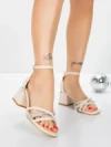 Sandale Dama cu Toc Gros 5JD10 BEIGE | MEI