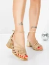 Sandale Dama cu Toc Gros 5JD11 LIGHT GOLD | MEI