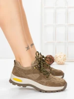 Pantofi Casual Dama din piele naturala K22112 KHAKI | BERLINER