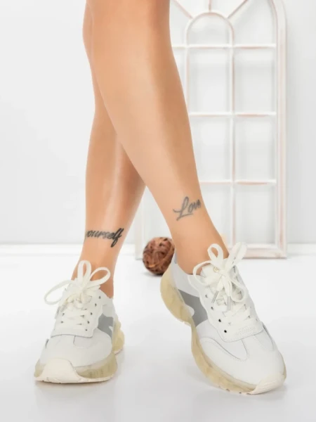 Pantofi Sport Dama din piele naturala 2382-3 SILVER | FRANCO GERARDO