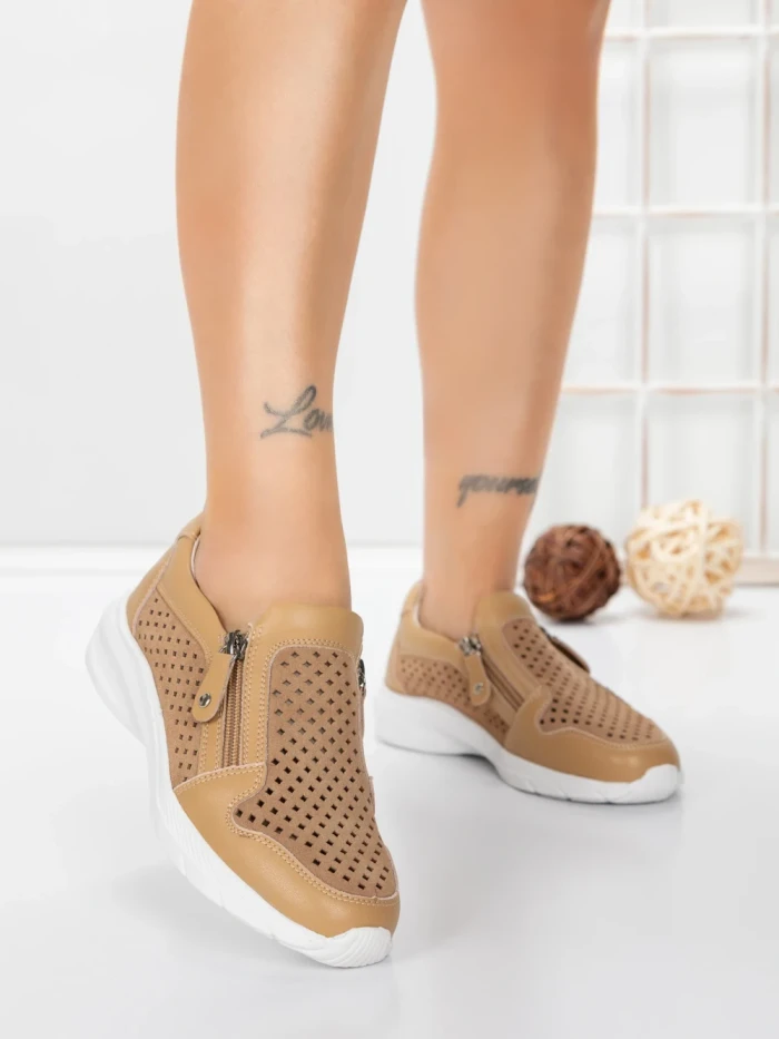 Pantofi Casual Dama din piele naturala CS07 APRICOT | FRANCO GERARDO