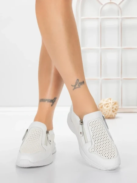 Pantofi Casual Dama din piele naturala CS07 WHITE | FRANCO GERARDO