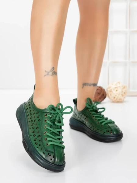 Pantofi Casual Dama din piele naturala 98088 GREEN | FORMAZIONE