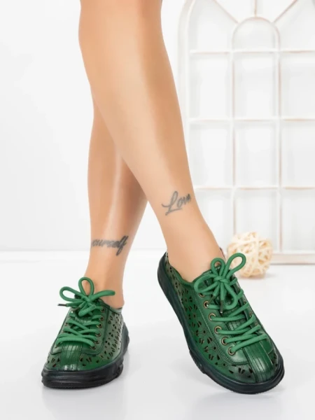 Pantofi Casual Dama din piele naturala 98088 GREEN | FORMAZIONE