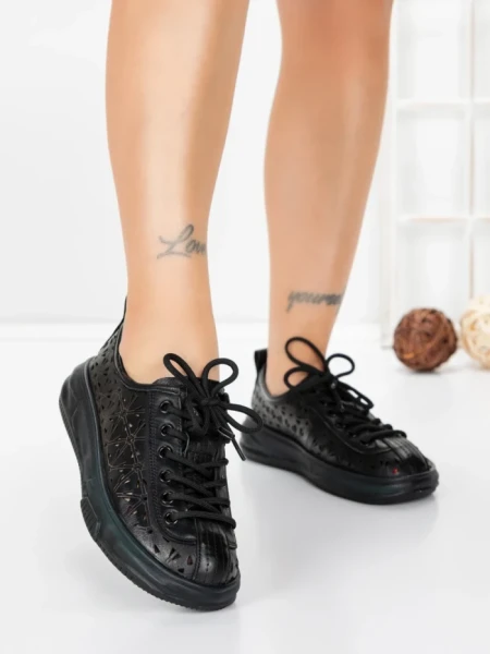 Pantofi Casual Dama din piele naturala 98088 BLACK | FORMAZIONE