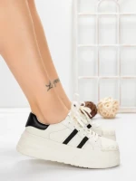 Pantofi Sport Dama din piele naturala P58023 WHITE-BLACK | BERLINER