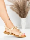 Sandale Dama cu Talpa Joasa 5WH70 BEIGE | MEI