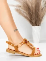 Sandale Dama cu Talpa Joasa 5WH70 CAMEL | MEI