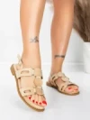Sandale Dama cu Talpa Joasa 5WH76 BEIGE | MEI