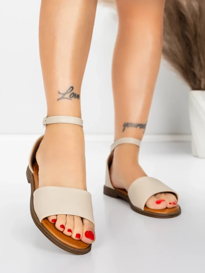 Sandale Dama cu Talpa Joasa 5PT22 BEIGE | MEI